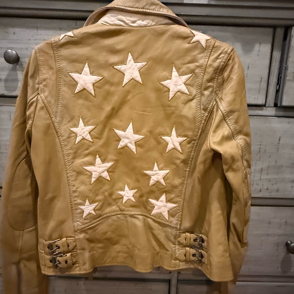 Christy Tan Star-Patterned Leather Jacket